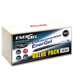 Roller a scatto Energel Slim - punta 0,7 mm - nero - Pentel - value pack 20+4 pezzi