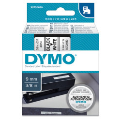 Nastro D1 standard 409130 - 9 mm x 7 mt - PL - nero/bianco - Dymo