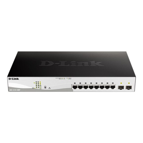 D-Link Web Smart DGS-1210-10MP - Switch - L2+ - intelligente - 8 x 10/100/1000 (PoE+) + 2 x Gigabit SFP - desktop - PoE+ (130 W