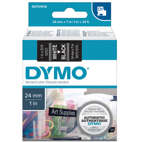 Nastro D1 standard 537210 - 24 mm x 7 mt - PL - bianco/nero - Dymo