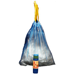 Sacchi - 50 x 60 cm - 30 L - 13 micron - con maniglie - MDPE/HDPE - azzurro - Rolsac - conf. 15 pezzi