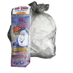 Sacchi - 50 x 60 cm - 30 L - 16 micron - MDPE/HDPE - grigio trasparente - Rolsac - conf. 20 pezzi