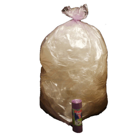Sacchi - 70 x 110 cm - 110 L - 22 micron - MDPE/HDPE - viola trasparente - Rolsac - conf. 10 pezzi