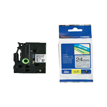 Brother - Nastro metallizzato - Nero/argento opaco - TZEM951 - 24mm x 8mt