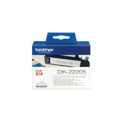Brother - Rotolo etichetta continua - carta adesiva - Nero/Bianco - 62mm x 30,48mt - DK-22205