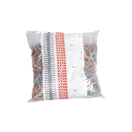 Elastici ad anello - misure e colori assortiti - 1 kg - gomma - Viva