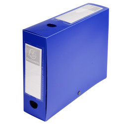 Scatola per archivio box - con bottone - 25 x 33 cm - dorso 8 cm - blu - Exacompta
