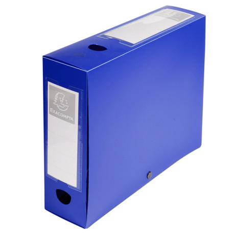 Scatola per archivio box - con bottone - 25 x 33 cm - dorso 8 cm - blu - Exacompta