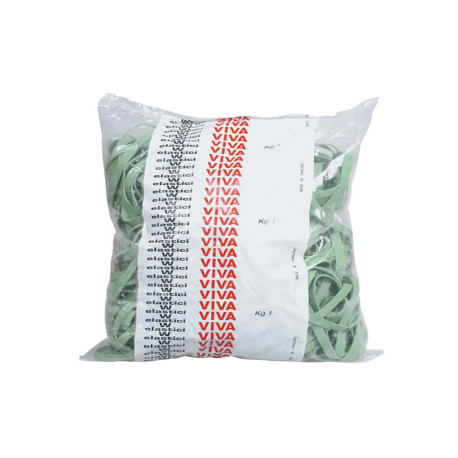 Elastici fettuccia - diametro 12 x 0,5 cm - 1 kg - gomma - verde - Viva