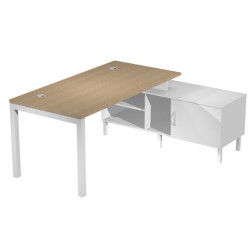 Scrivania Agorà - con mobile di servizio portante - 205 x 140 x L 72,5 cm - rovere