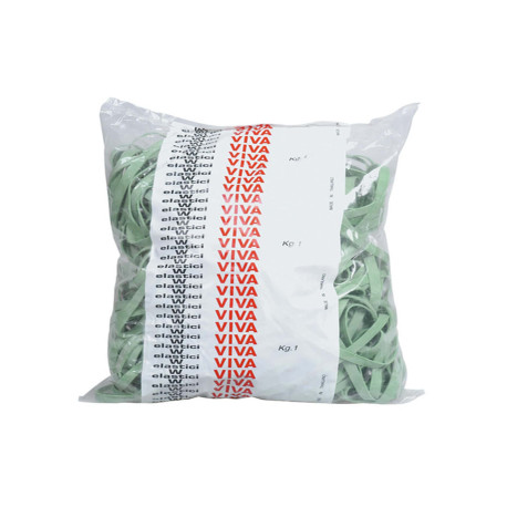 Elastici fettuccia - diametro 15 x 0,8 cm - 1 kg - gomma - verde - Viva