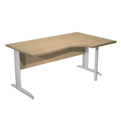 Scrivania Compact Destro Easy - 160 x 60/80/100 cm - Rovere/grigio cromato