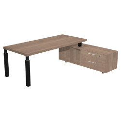 Scrivania direzionale Prestige Quadro - con mobile di servizio - 210 x 90 cm - ciliegio arabis/nero