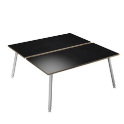 Scrivania Skinny Metal a 2 postazioni contrapp. - 140 x 166 cm - bianco / nero venato