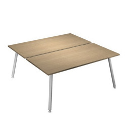 Scrivania Skinny Metal a 2 postazioni contrapp. - 140 x 166 cm - bianco / rovere
