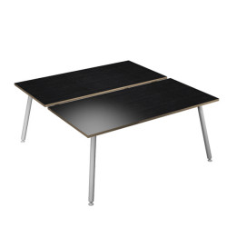 Scrivania Skinny Metal a 2 postazioni contrapp. - 180 x 166 cm - bianco / nero venato