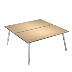 Scrivania Skinny Metal a 2 postazioni contrapp. - 180 x 166 cm - bianco / rovere