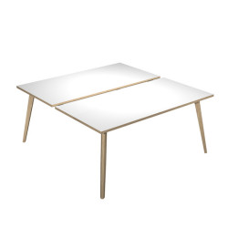 Scrivania Woody a 2 postazioni contrap. - 120 x 166 cm - rovere / bianco