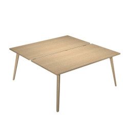 Scrivania Woody a 2 postazioni contrap. - 140 x 166 cm - rovere