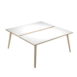 Scrivania Woody a 2 postazioni contrap. - 140 x 166 cm - rovere / bianco