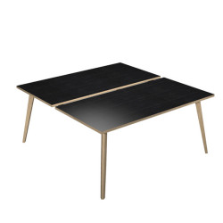 Scrivania Woody a 2 postazioni contrap. - 140 x 166 cm - rovere / nero venato