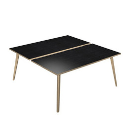 Scrivania Woody a 2 postazioni contrap. - 160 x 166 cm - rovere / nero venato