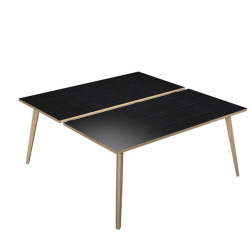 Scrivania Woody a 2 postazioni contrap. - 180 x 166 cm - rovere / nero venato