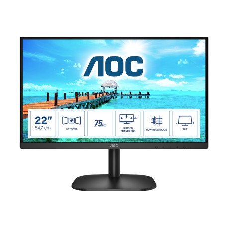 AOC 22B2H/EU - Monitor a LED - 22" (21.5" visualizzabile) - 1920 x 1080 Full HD (1080p) @ 75 Hz - VA - 200 cd/m² - 3000:1 - 4 m