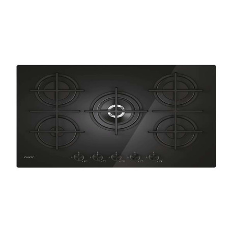 Candy CVG74WTB, Nero, Da incasso, 75 cm, Gas, Acciaio inox, 5 Fornelli