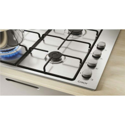 Candy piano cottura a gas, a incasso, 4 fuochi, acciaio inox