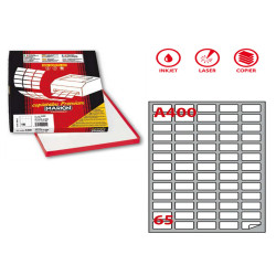Etichette adesive A/400 - in carta - permanenti - 38,1 x 21,2 mm - 65 et/fg - 100 fogli - bianco - angoli tondi - Markin