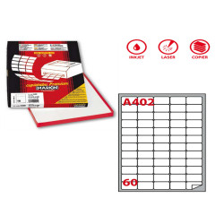 Etichette adesive A/402 - in carta - permanenti - 37,5 x 23,5 mm - 60 et/fg - 100 fogli - bianco - angoli tondi - Markin