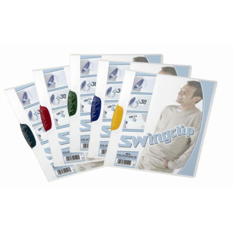 CARTELLINA SWINGCLIP. IN PPL FLESSIBILE TRASPARENTE CLIP ELLITTICA PLASTICA COLORATA CAPACITÀ 30 FOGLI A4 COL NERO
