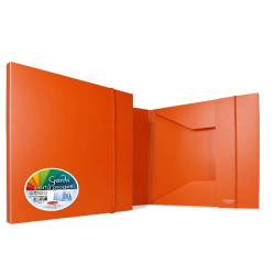 cartella 3 lembi in ppl opaco arancio - elastico tondo in tinta - dorso 0-3 cm