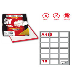Etichette adesive A/415 - in carta - permanenti - 63,5 x 46,6 mm - 18 et/fg - 100 fogli - bianco - angoli tondi - Markin