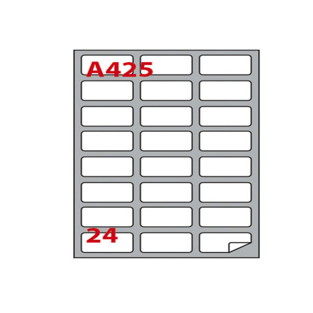 Etichette adesive A/425 - in carta - permanenti - 64 x 34 mm - 24 et/fg - 100 fogli - bianco - angoli tondi - Markin