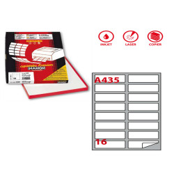 Etichette adesive A/435 - in carta - permanenti - 99,1 x 34 mm - 16 et/fg - 100 fogli - bianco - angoli tondi - Markin