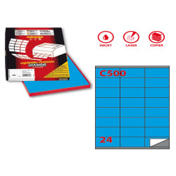 Etichette adesive C/500 - in carta - permanenti - 70 x 36 mm - 24 et/fg - 100 fogli - blu - Markin