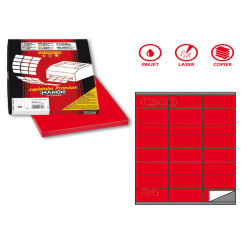 Etichette adesive C/500 - in carta - permanenti - 70 x 36 mm - 24 et/fg - 100 fogli - rosso - Markin