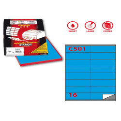 Etichette adesive C/501 - in carta - permanenti - 105 x 36 mm - 16 et/fg - 100 fogli - blu - Markin