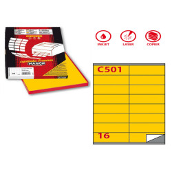 Etichette adesive C/501 - in carta - permanenti - 105 x 36 mm - 16 et/fg - 100 fogli - giallo - Markin
