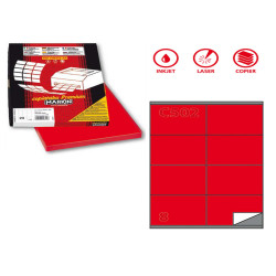 Etichette adesive C/502 - in carta - permanenti - 105 x 72 mm - 8 et/fg - 100 fogli - rosso - Markin