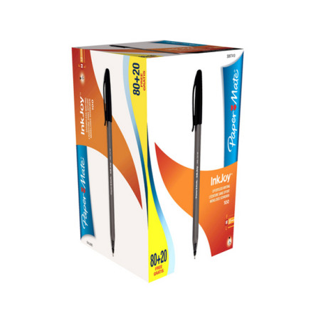 Penna a sfera con cappuccio Inkjoy 100  - punta 1,0mm - nero - Papermate - conf. 80+20 pezzi