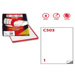 Etichette adesive C/503 - in carta - permanenti - 210 x 297 mm - 1 et/fg - 100 fogli - bianco - Markin