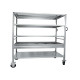 Carrello da lavoro - 4 piani - con vaschetta - 131 x 67 x 165,5 cm - 250 kg - zincato - Tecnotelai