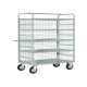 Carrello da lavoro - 4 piani estraibili - con sponde rete - 132 x 67 x 177 cm - 450 kg - grigio - Tecnotelai