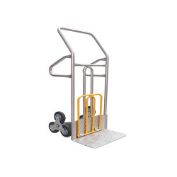 Carrello saliscale - 50 x 40 x 132 cm - max 280 kg - acciaio - grigio/giallo - Tecnotelai