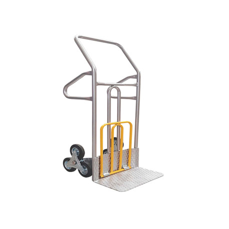 Carrello saliscale - 50 x 40 x 132 cm - max 280 kg - acciaio - grigio/giallo - Tecnotelai