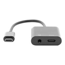 DIGITUS - Adattatore da USB-C a spinotto cuffie - USB-C maschio a mini jack stereo, USB-C femmina - 20 cm - nero