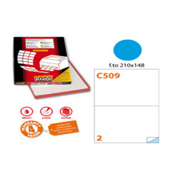 Etichette adesive C/509 - in carta - permanenti - 210 x 148,5 mm - 2 et/fg - 100 fogli - blu - Markin